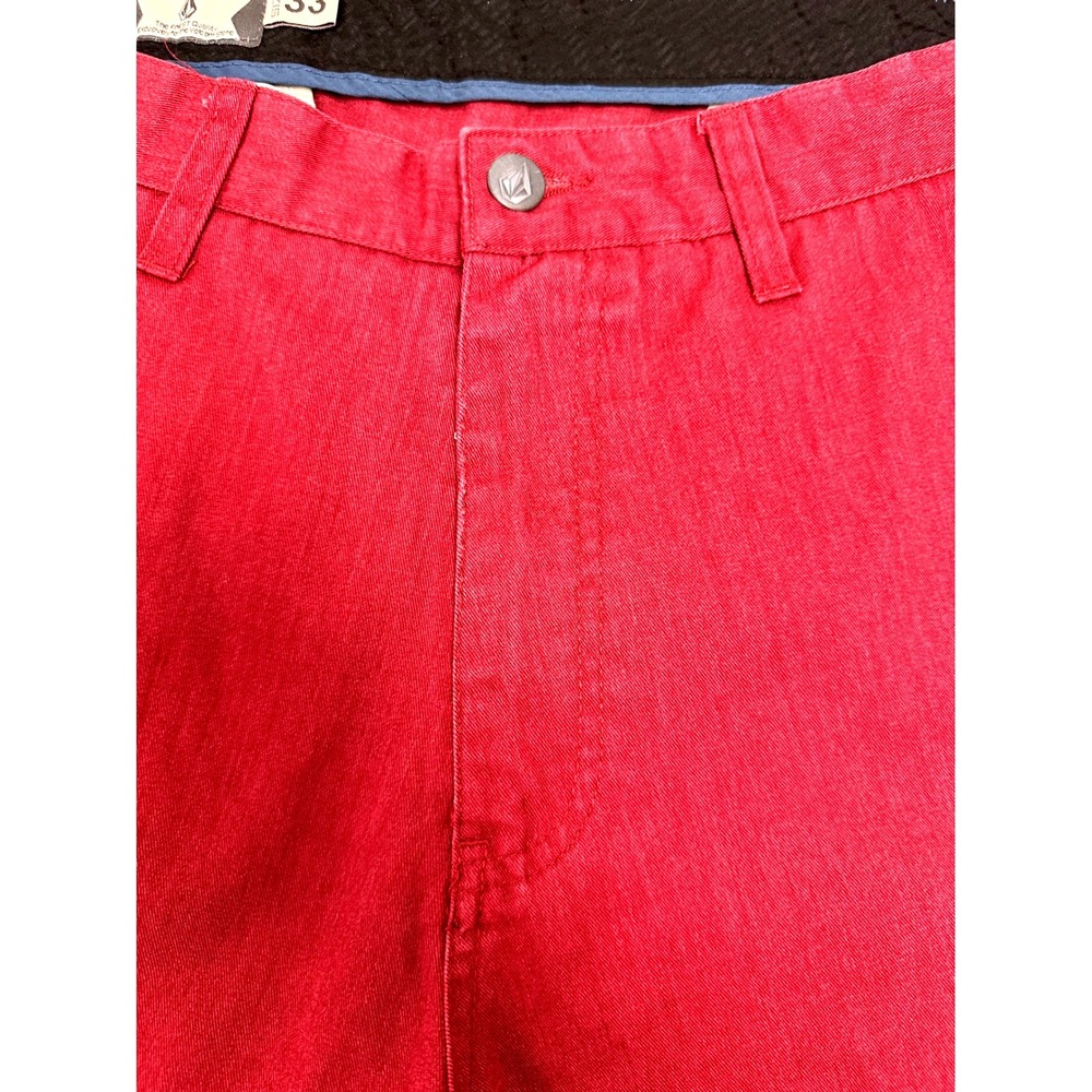 Volcom Surf Stripe Vibrant Chino Cotton Shorts Casual Everyday Red Size 33 - Picture 4 of 12